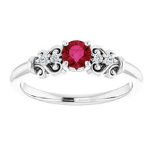 Afbeelding in Gallery-weergave laden, Diamanten ronde Ruby Fancy Ring 1.40 karaat witgoud 14K - harrychadent.nl
