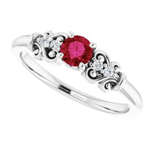 Afbeelding in Gallery-weergave laden, Diamanten ronde Ruby Fancy Ring 1.40 karaat witgoud 14K - harrychadent.nl
