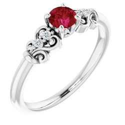 Diamanten ronde Ruby Fancy Ring 1.40 karaat witgoud 14K