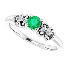 Afbeelding in Gallery-weergave laden, Diamanten ronde groene smaragd ring 1,40 karaat witgoud 14K sieraden - harrychadent.nl
