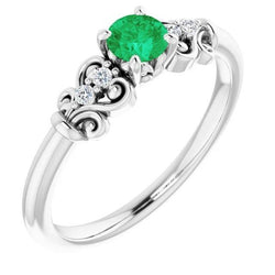 Diamanten ronde groene smaragd ring 1,40 karaat witgoud 14K sieraden