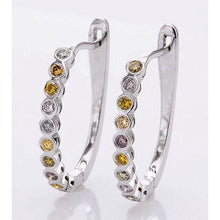 Afbeelding in Gallery-weergave laden, Diamanten ronde hoepel oorbellen 2 karaat saffieren wit goud 14k - harrychadent.nl
