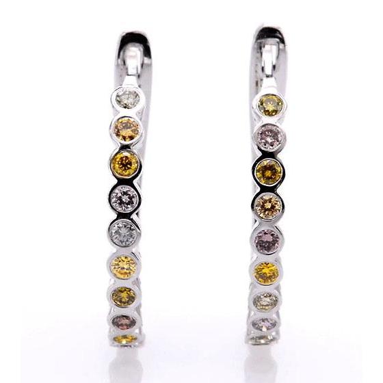 Diamanten ronde hoepel oorbellen 2 karaat saffieren wit goud 14k - harrychadent.nl