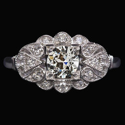 Diamanten ronde oude geslepen trouwring antieke stijl 6,25 karaat Milgrain