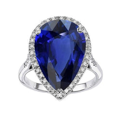 Labgekweekte Saffier Ring 7.50ct - Witgoud 14K