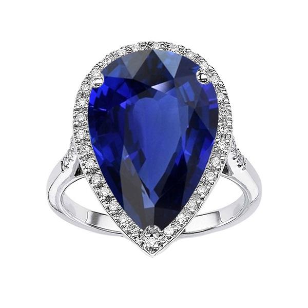 Diamanten sieraden Halo ovale Ceylon saffier ring 7,50 karaat - harrychadent.nl