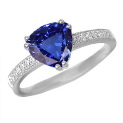 Diamanten sieraden biljoen geslepen blauwe saffier ring dubbele riek 2 karaat