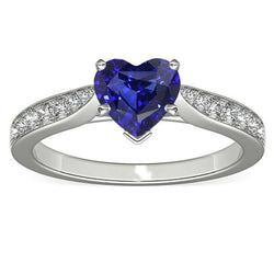 Diamanten sieraden hart Ceylon saffier ring 2,50 karaat geaccentueerd