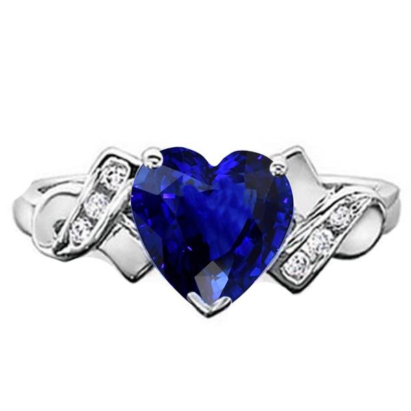 Diamanten sieraden hart Ceylon saffier ring wit goud 2,50 karaat - harrychadent.nl