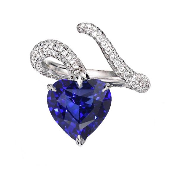 Diamanten sieraden hart blauwe saffier ring gedraaide stijl 5 karaat - harrychadent.nl