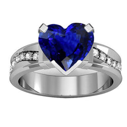 Diamanten sieraden hartvormige Ceylon saffier ring 4 karaat dikke schacht