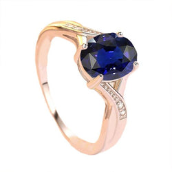 Diamanten sieraden ovaal geslepen diepblauwe saffier ring 3 karaat