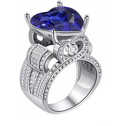 Diamanten sieraden ring antieke stijl hart geslepen blauwe saffier 4,50 karaat