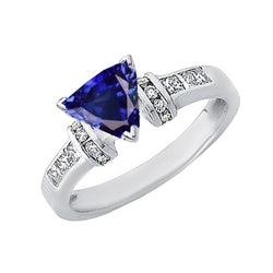 Diamanten sieraden triljoen saffier ring 2 karaat 14K witgoud