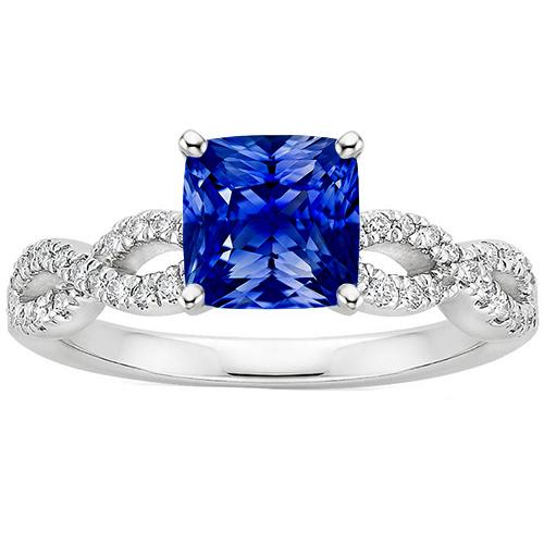 Diamanten solitaire ring met accenten 2,75 karaats kussen blauwe saffier - harrychadent.nl