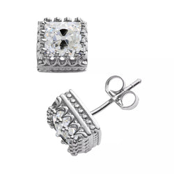 Natuurlijke uit de a aarde gewonnen diamanten oorknoppen vintage stijl kussen oud geslepen juwelen 6 karaat push backs