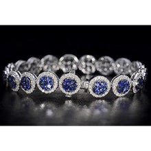 Afbeelding in Gallery-weergave laden, Diamanten tennisarmband 33,25 karaat Ceylon blauwe saffier sieraden - harrychadent.nl
