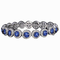 Diamanten tennisarmband 33,25 karaat Ceylon blauwe saffier sieraden