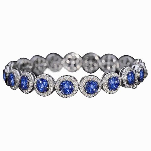 Diamanten tennisarmband 33,25 karaat Ceylon blauwe saffier sieraden - harrychadent.nl