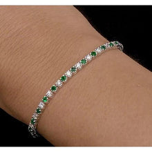 Afbeelding in Gallery-weergave laden, Diamanten tennisarmband groene saffier 6 karaat dames wit goud 14k - harrychadent.nl
