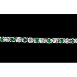 Diamanten tennisarmband groene saffier 6 karaat dames wit goud 14k