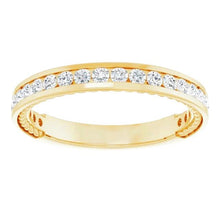 Afbeelding in Gallery-weergave laden, Diamanten trouwring 0.60 karaat bar instelling geel gouden sieraden - harrychadent.nl
