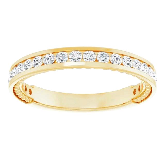 Diamanten trouwring 0.60 karaat bar instelling geel gouden sieraden - harrychadent.nl