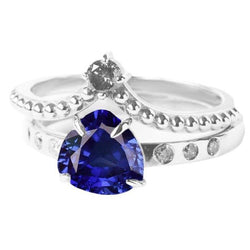 Diamanten trouwring set biljoen natuurlijke blauwe saffier 2 karaat