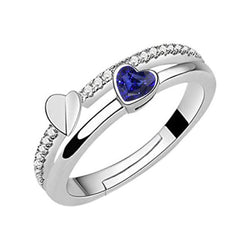 Diamanten trouwring set hart blauwe saffier 2 karaat dames sieraden