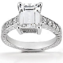 Diamanten verlovingsring 1,50 ct. Vintage stijl wit goud 14K