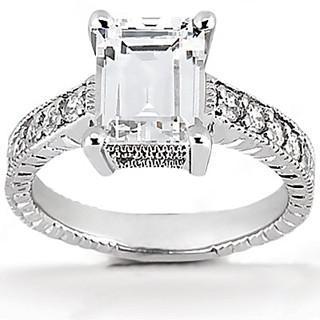 Diamanten verlovingsring 1,50 ct. Vintage stijl wit goud 14K - harrychadent.nl
