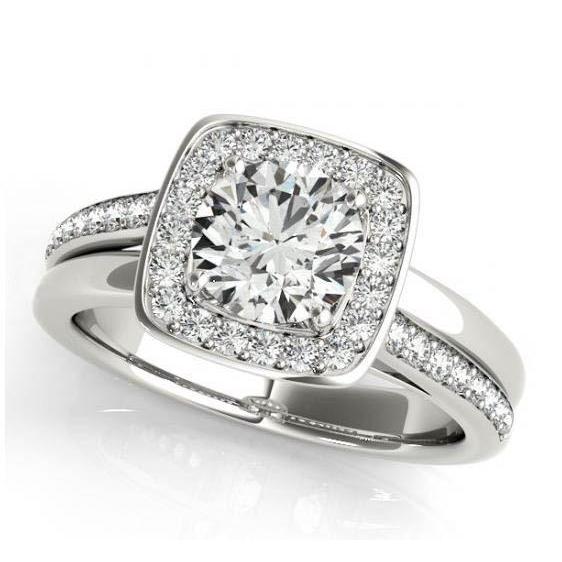 Diamanten verlovingsring 1,50 karaat dubbele schacht Halo wit goud 14K - harrychadent.nl