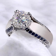 Afbeelding in Gallery-weergave laden, Diamanten verlovingsring 3,50 karaat blauwe saffier accenten sieraden - harrychadent.nl
