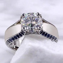 Afbeelding in Gallery-weergave laden, Diamanten verlovingsring 3,50 karaat blauwe saffier accenten sieraden - harrychadent.nl
