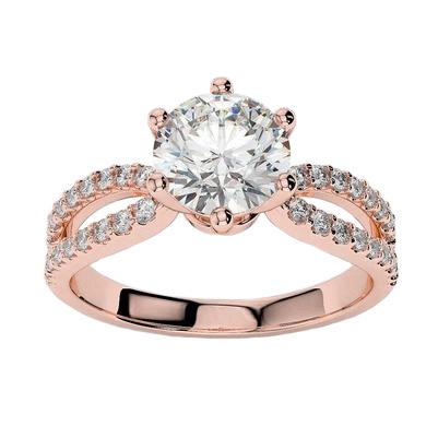 Diamanten verlovingsring 3.30 karaat gespleten schacht Rose goud 14K - harrychadent.nl