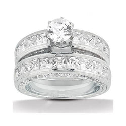 Diamanten verlovingsring 4.76 karaat prinses en rond geslepen WG 14K