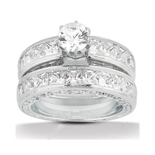 Diamanten verlovingsring 4.76 karaat prinses en rond geslepen WG 14K - harrychadent.nl
