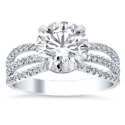 Echte Natuurlijke uit de aarde gewonnen Diamanten Verlovingsring 5 Karaat Drievoudige Band Pavé Witgoud 14K