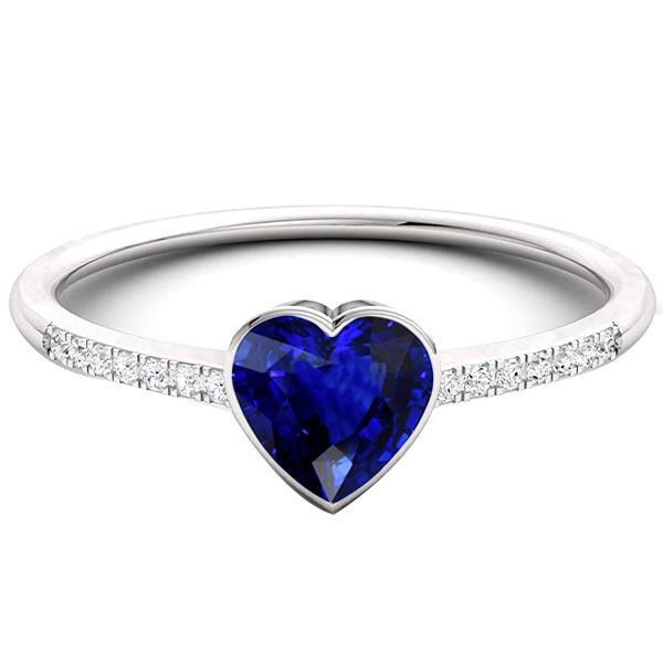 Diamanten verlovingsring Ceylon blauwe saffier bezel set 2,50 karaat - harrychadent.nl