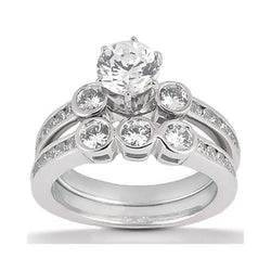 Diamanten verlovingsring Fancy Ring Set 1,85 karaat witgouden sieraden