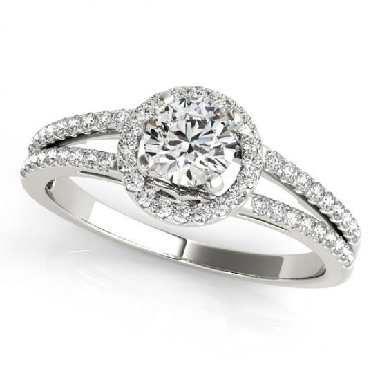 Diamanten verlovingsring Halo Split Shank sieraden 1,35 karaat WG 14K - harrychadent.nl