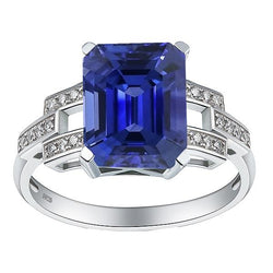 Diamanten verlovingsring Smaragd Sri Lankaanse saffier 4 karaat
