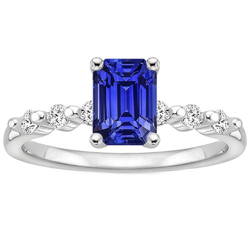 Diamanten verlovingsring Sri Lankaanse saffier 3,50 karaat witgoud 14K - harrychadent.nl