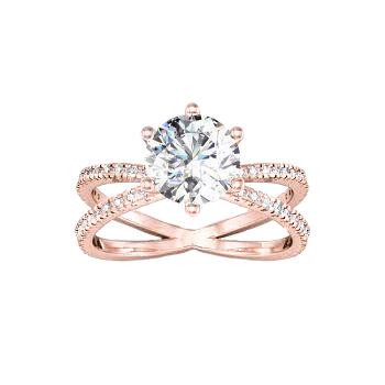 Diamanten verlovingsring Twisted Split Shank 1.50 karaat roségoud 14K - harrychadent.nl