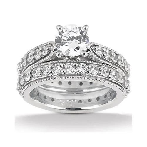 Diamanten verlovingsring Vintage stijl Wrap Band Set 2,45 karaat WG - harrychadent.nl