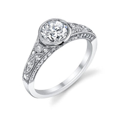 Diamanten verlovingsring antieke stijl 2,90 karaat witgouden ringset
