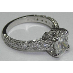 Diamanten verlovingsring antieke stijl 3,50 karaat witgoud 14K