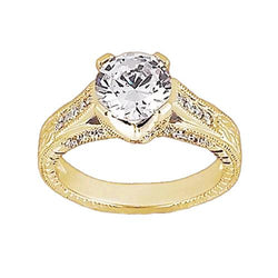 Diamanten verlovingsring in antieke stijl 1,43 karaat geel goud 14K