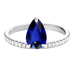 Diamanten verlovingsring saffier peer geslepen Sri Lankaans 3,50 karaat goud