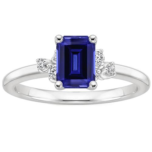 Diamanten verlovingsring smaragd met accenten blauwe saffier 4 karaat - harrychadent.nl